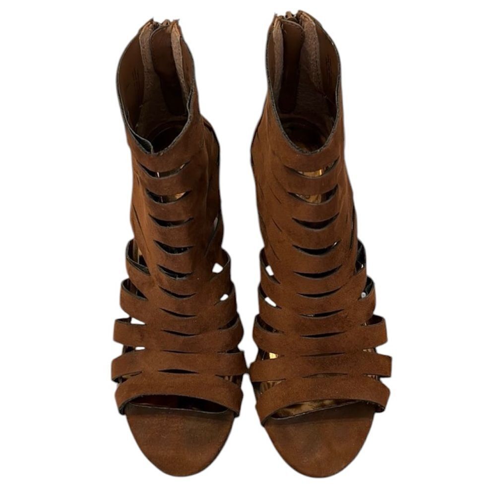 Carlos Santana Polly size 9.5 fabric zip back heeled sandals GUC No box